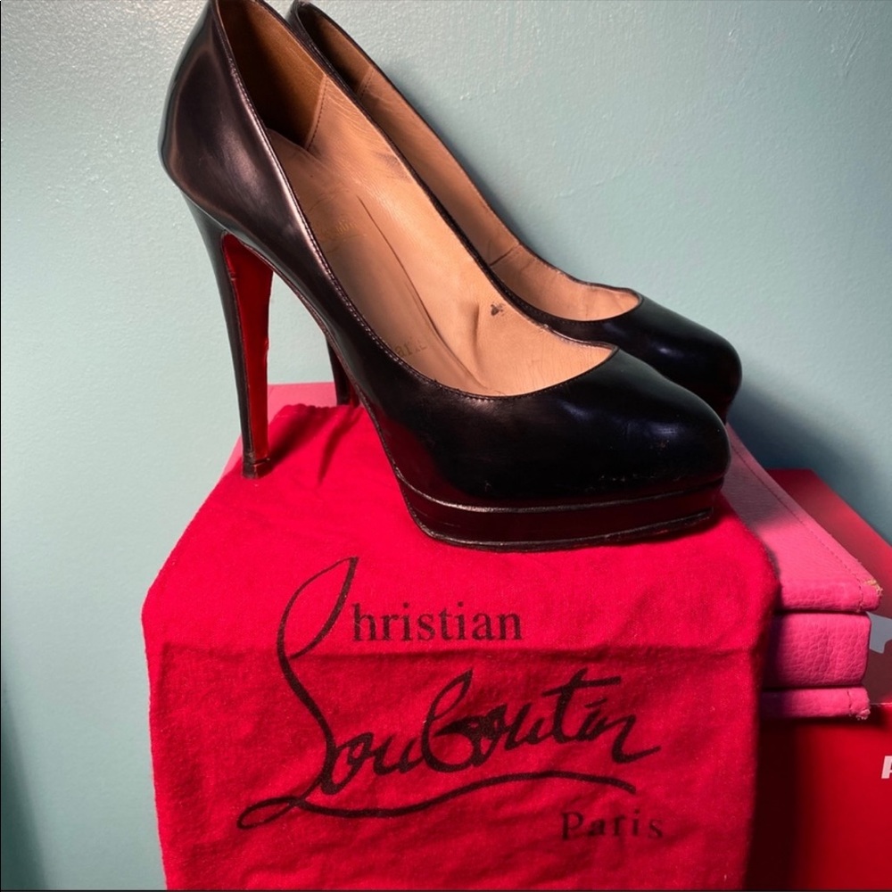 Christian Louboutin leather platform pump red